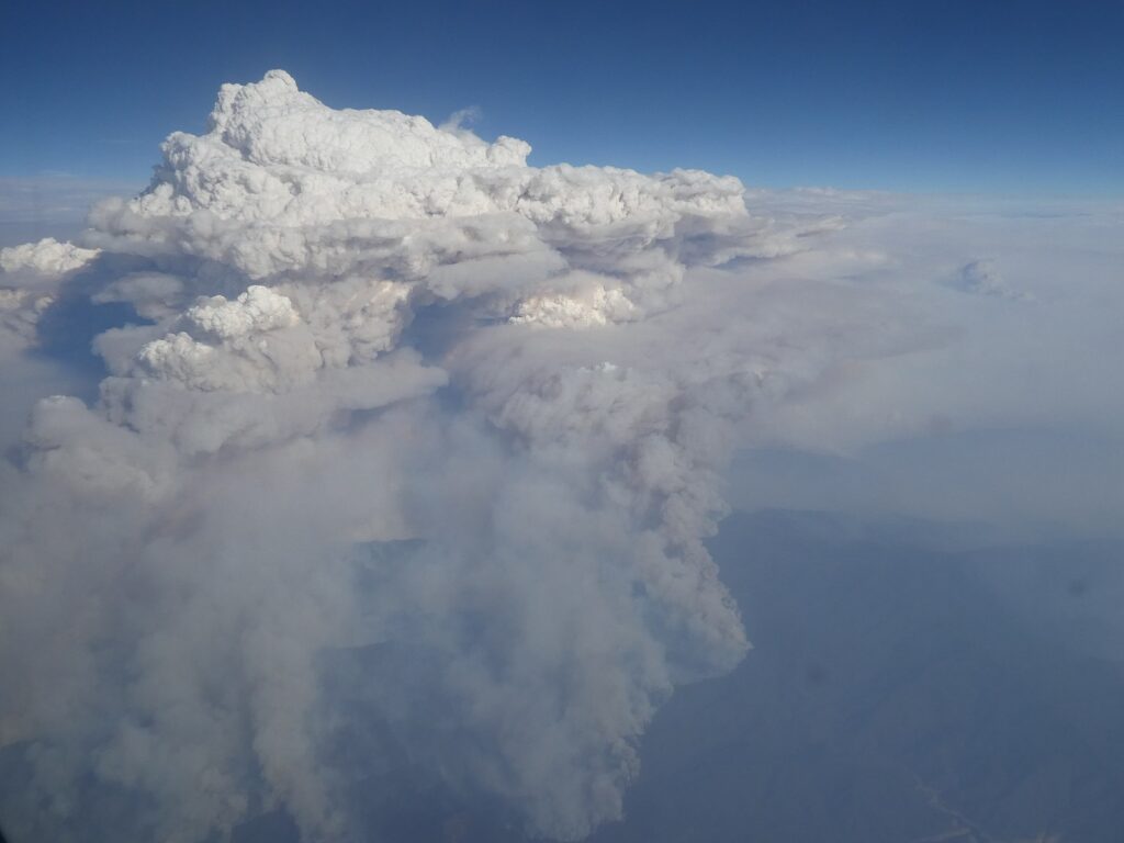 A pyrocumulonimbus cloud over the Alpine National Park, Australia, during the 2019-2020 fires